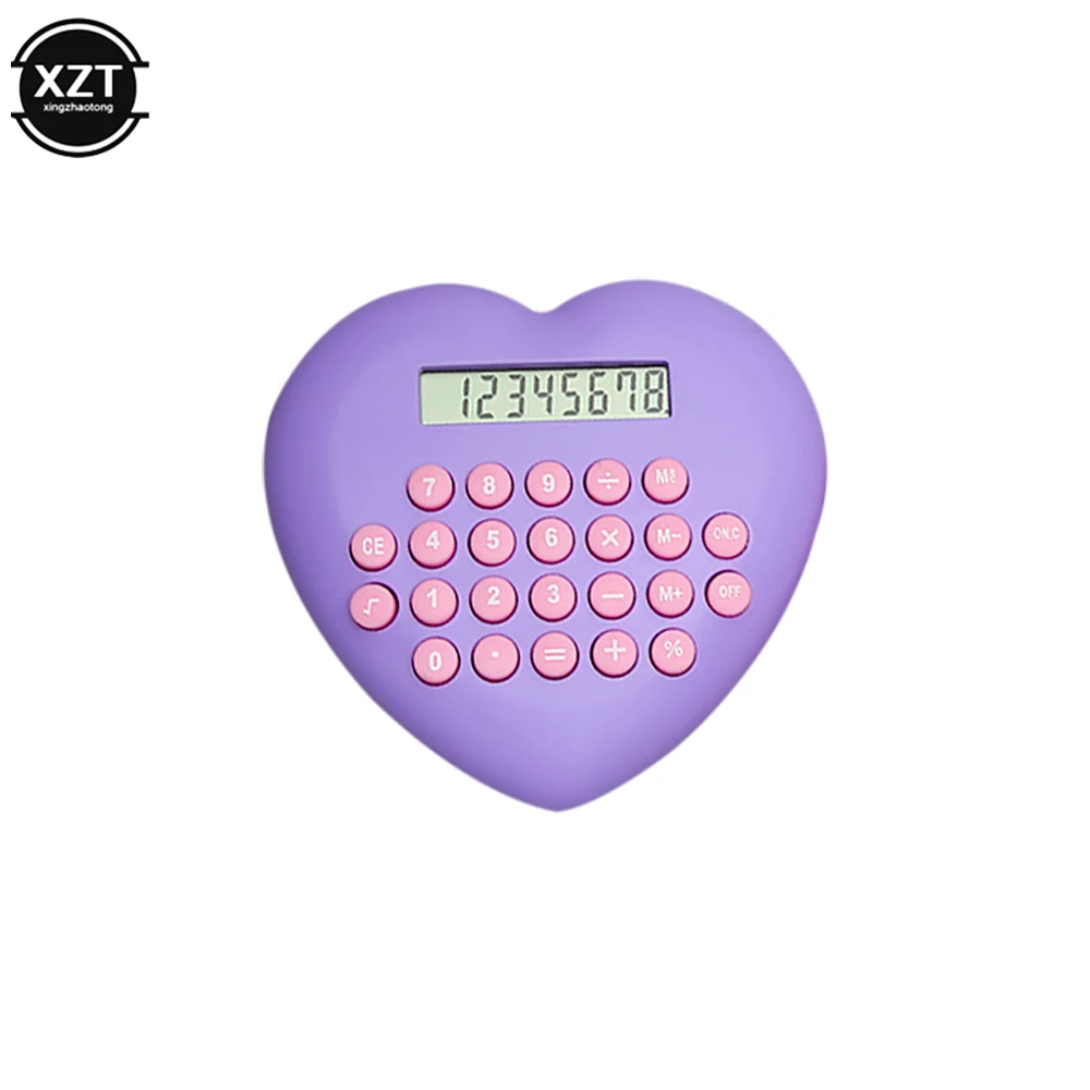 New Multi-function 8-bit Calculator Creative Love Computer Font Clear Plastic Keys Student Supplies Wholesale Cute Calculator