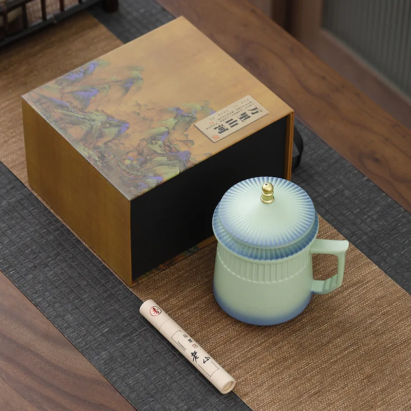 

PYJ Forbidden City merchandise Ceramic teacup with lid Anniversary gift Special gift for housewarming