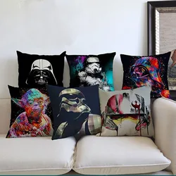 New Splash Ink Style Classic Movie Star Wars Character Cushion Commando Master Yoda Darth Vader Cushion Home Hotel Renovation  .