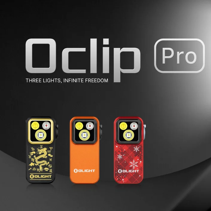 New Olight Oclip Pro Clip on Flashlight with Floodlight Spotlight and Red Light