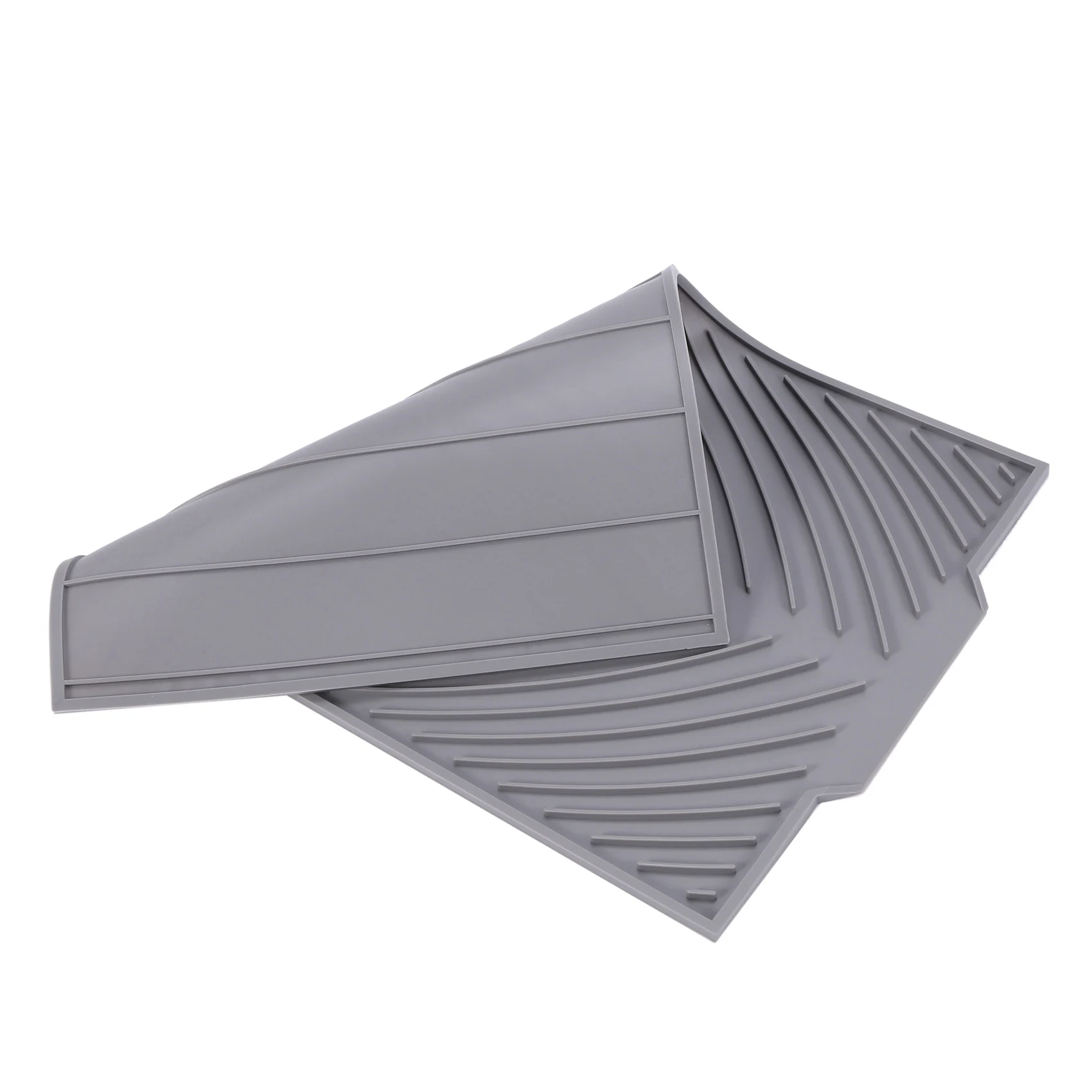 Stable- 3X Dish Drying Mat Flume Folding Draining Mat,Rectangle Drain Mat Drying Dishes Pad Heat Resistant Non-Slip Tray Gray