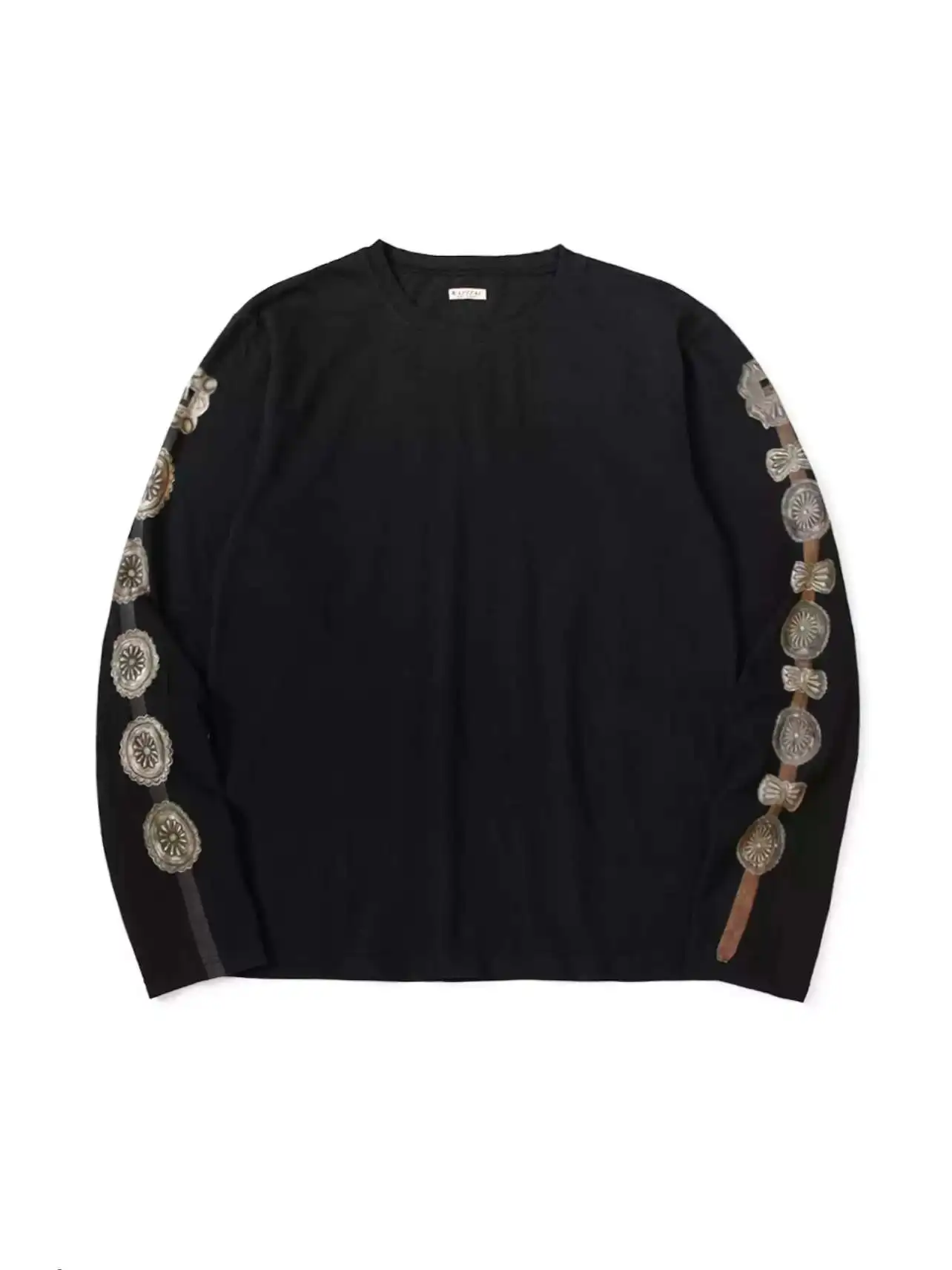 

25AW KAPITAL Hirata and Hongri Leisure Tianzhu Cotton Belt Printed Round Neck Loose Long Sleeve T for Men T-Shirts