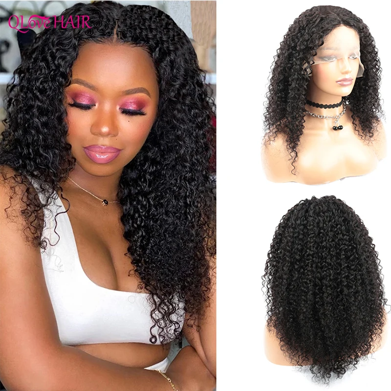 

Malaysian Jerry Curly Human Hair Wigs Middle T Part Human Hair Lace Wigs For Women Natural Color Pre Plucked Remy Hair Wigs