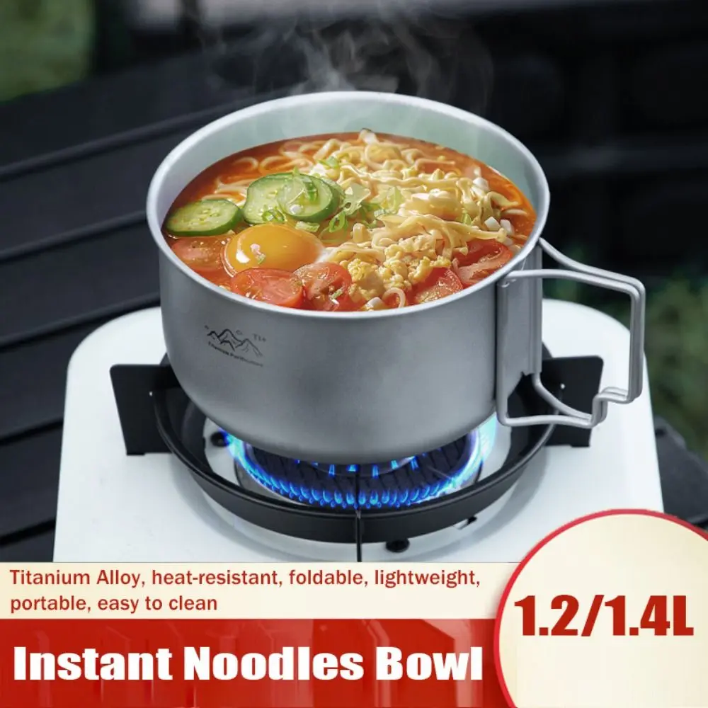 

Lightweight Titanium Alloy Camping Pot Backpacking Cooking Portable Noodles Bowl Foldable Outdoor Cooking Pot Hiking