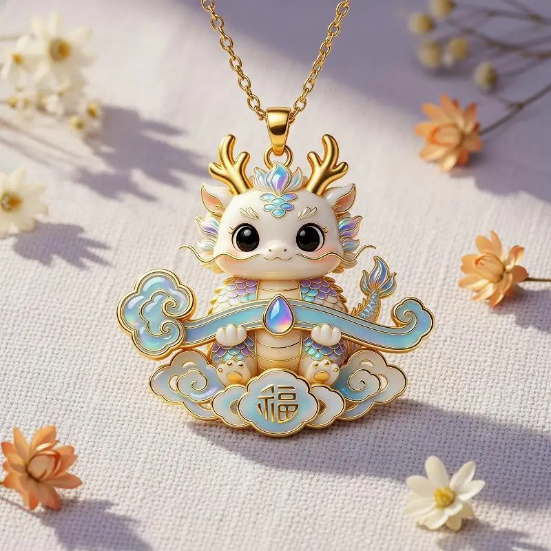 Chinesische Mythologie Neun-Schwänziger Fuchs Emaille-Anhänger Halskette für Frauen und Freundinnen, Trendiger Exquisiter Alltagsschmuck, Geschenke – Detail 3