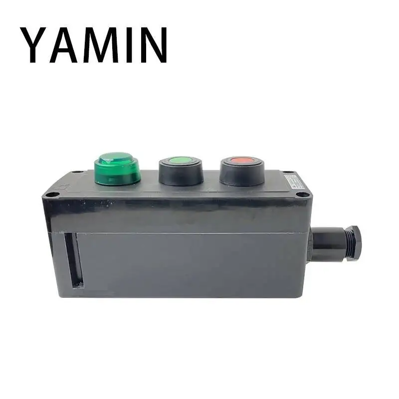 واقية من الانفجار EX 3P مفتاح بـزر دفع صندوق أسود هندسة البلاستيك التحكم في حالات الطوارئ وقف مؤشر ضوء 1NO 1NC