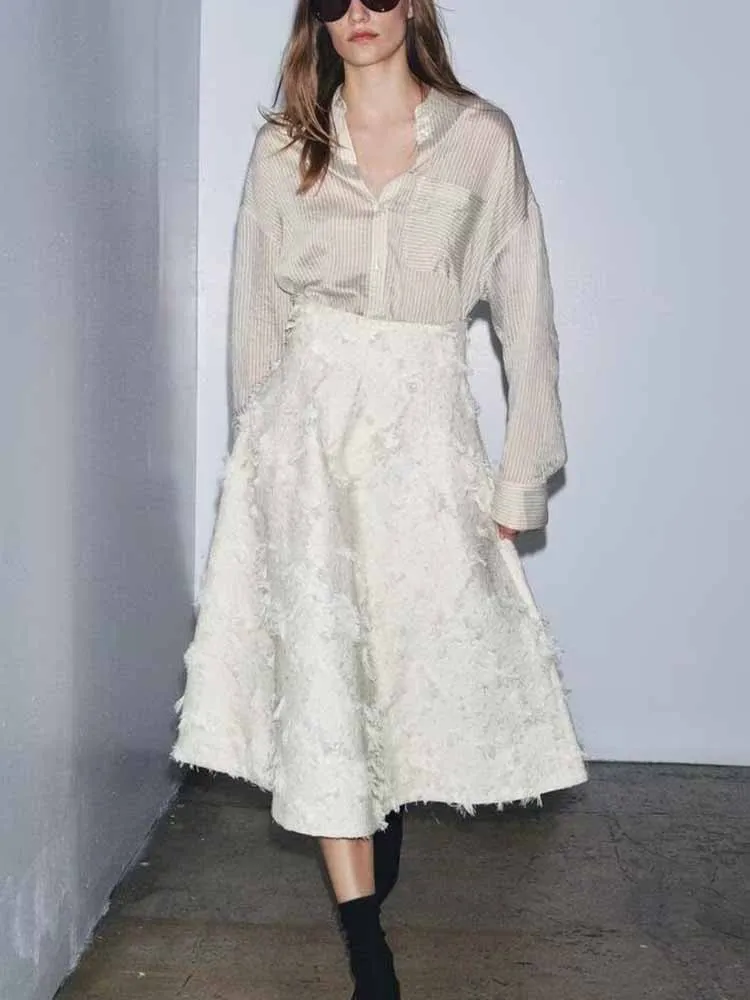 European and American style winter new arrival fashionable women's clothing, versatile midi skirt with mid-waist construction