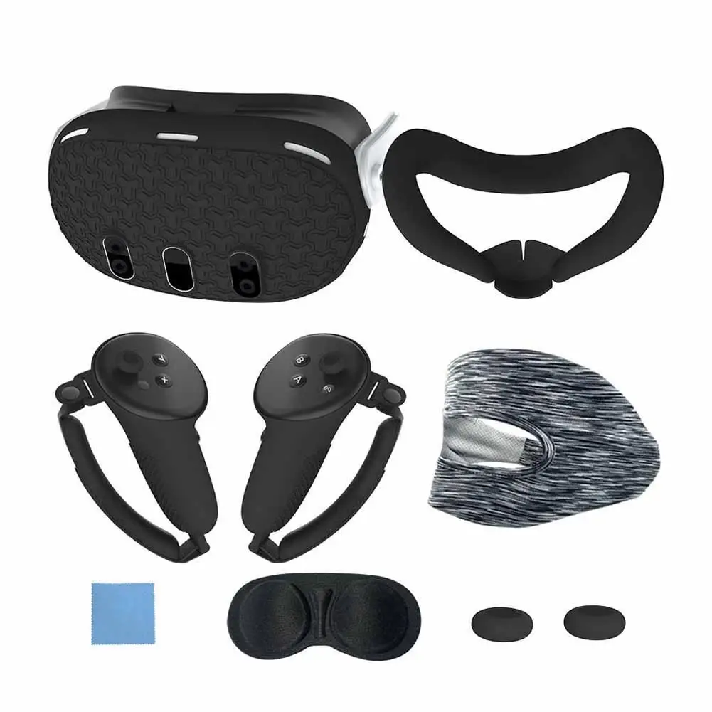 7pcs/set Accessories Set For Meta Quest 3 VR Helmet Protective Cover VR Grip Sleeve  Lens Protective Coverr For Meta Quest3 VR