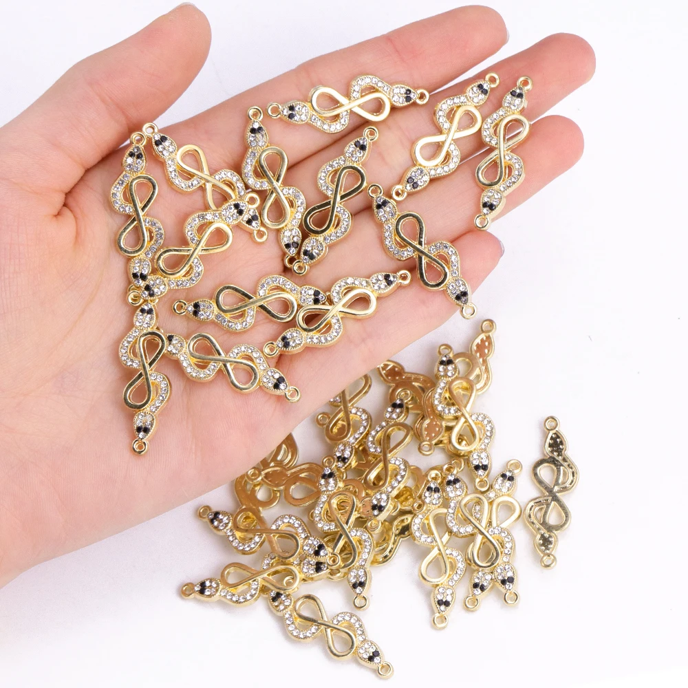 10Pcs Gold Colour Alloy Snake Connector For Necklace Bracelet Pendant Jewelry Making Supplies DIY Fashion Accessories Craft Mate