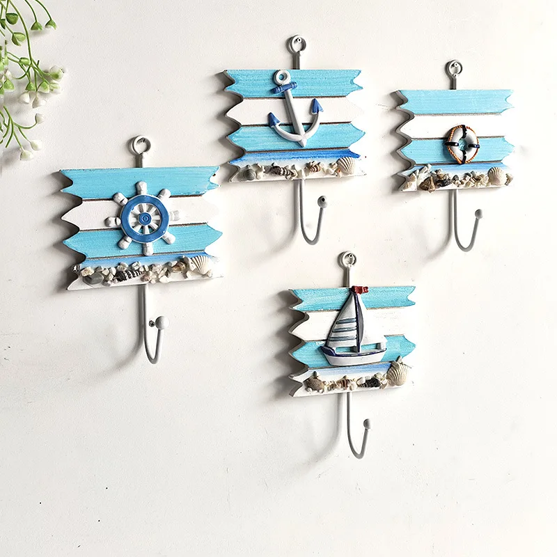 Creative Iron Art Hook Mediterranean Hook Ocean Style Home Decor Clothing and Hat Hooks Wall Mounted Ornament Storage Supplies