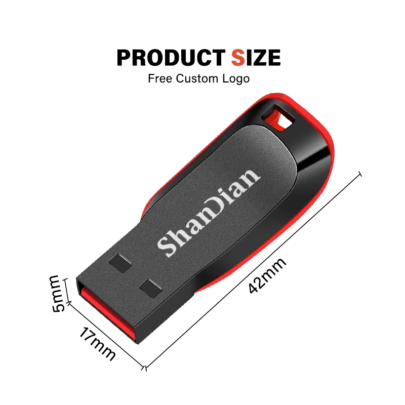 SHANDIAN Plastic Pendrive Flash Drive 2.0 Red U Disk 128mb 4GB 16GB 32GB USB Pen Drives Key Ring Car/TV/Computer