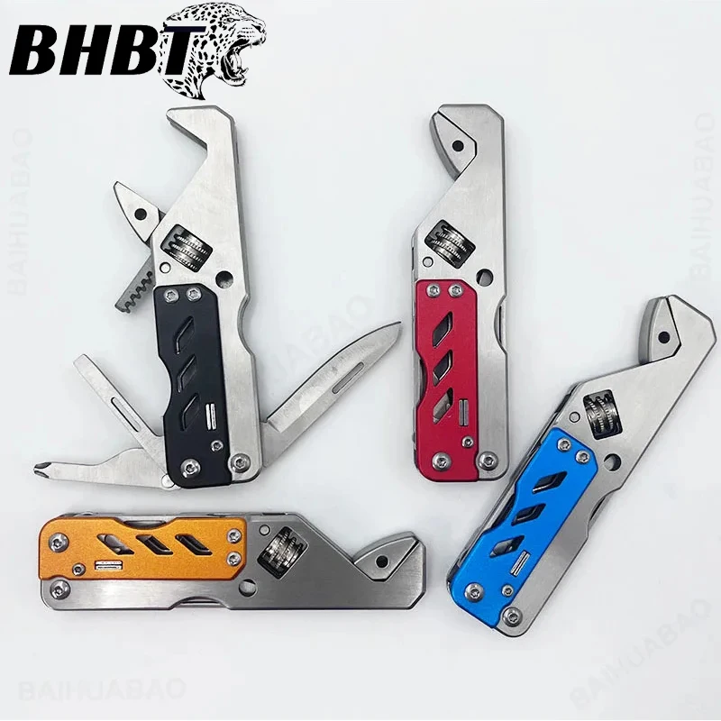 BHBT Multi-functional Mini Wrench Multi-tool 4 in 1 Portable Folding Screwdriver Bottle Opener Outdoor EDC Equipment