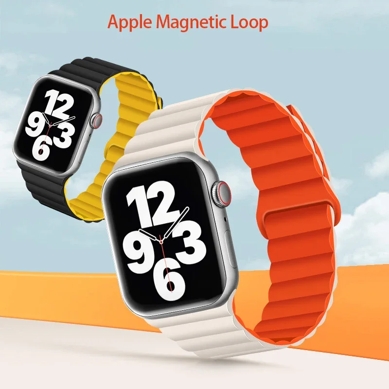 Silicone Magnetic Loop For Apple Watch Band 44mm 46mm Ultra 49mm 45mm 40 41mm 42mm Bracelet iWatch Serie 10 9 8 7 6 SE 5 4 Strap