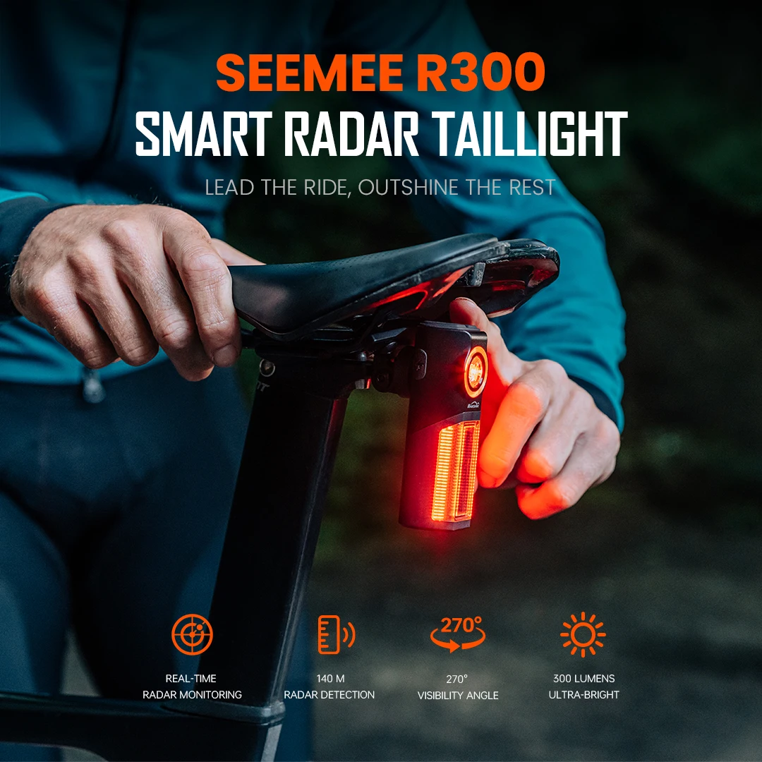 Magicshine SEEMEE R300 Bike Radar Tail Light, Smart Rear View Radar Taillight Compatible with Some Bike Computers and Watches