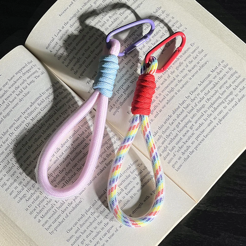 LLavero de cuerda para bolso de teléfono móvil con colgante fluorescente de malla, accesorios decorativos creativos de moda, correa para la muñeca