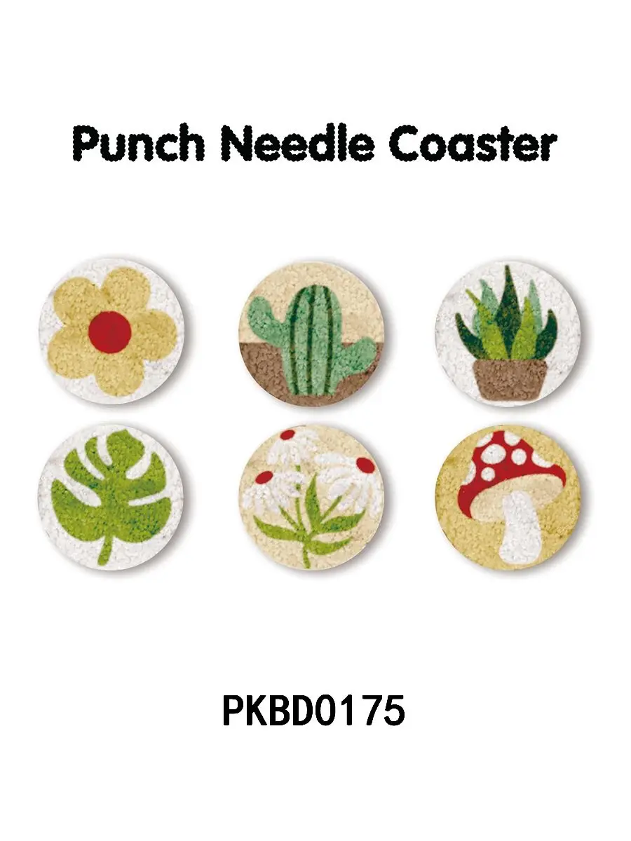 

PhotoCustom 6Pcs Punch Needle Coasters Kit for Adults Funny Easy Art Punch Needle Embroidery Kit 6 Fruit Pattern Tufted Rug Pads