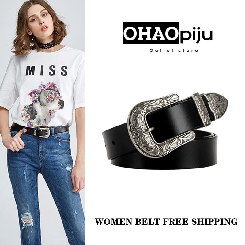 OHAOPIJU High Quality Luxury Design Belt For Women Classic Retro Belt Real Female Jeans Windbreaker Fashion Casual Waistband