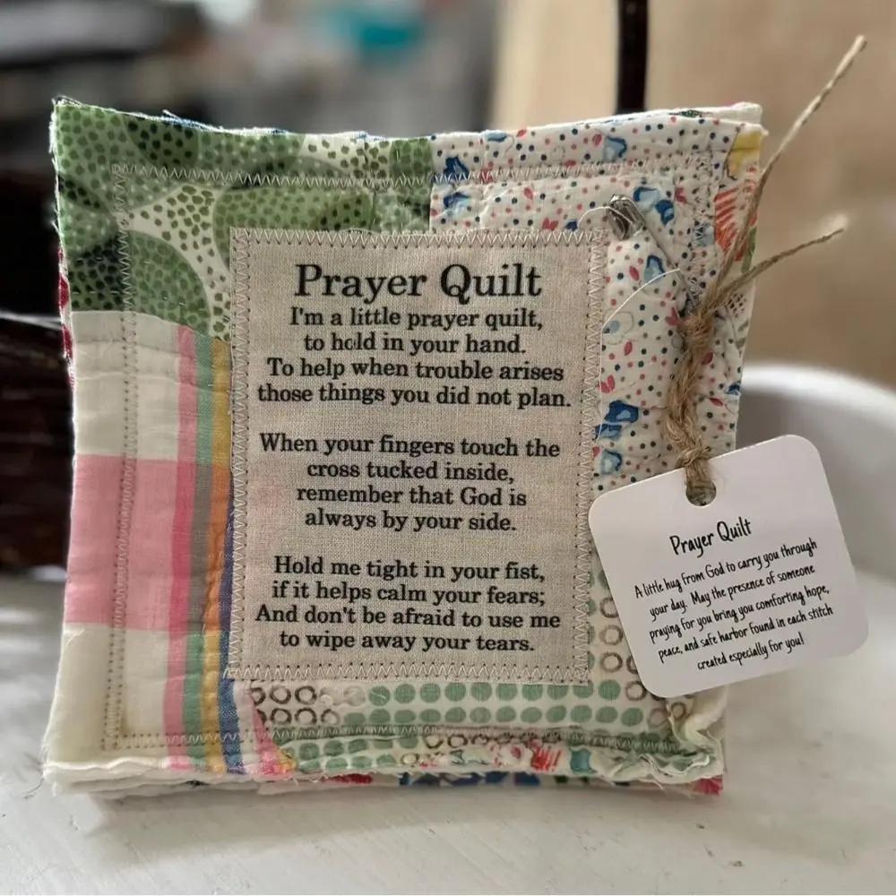 Prayer Quilt with Cross Inside Handmade Sew Individually Colorful Pocket Prayer Quilt Symbolism Poems Quilts Gifts for Christm