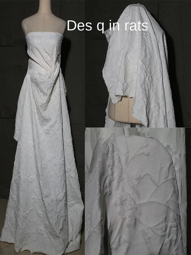 

Чистая белая ткань с рисунком, креативное платье ханьфу для женщин, ткань «сделай сам», китайский стиль, дизайнерская ткань для одежды, материал для шитья