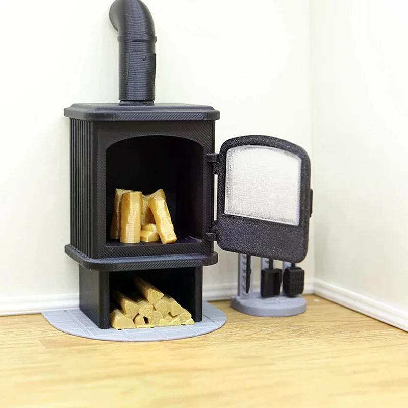 

1/12 Dollhouse Miniature Fireplace Stove Chimney Model Funiture Accessories For Doll House Decor Kids Pretend Play Toys Gift