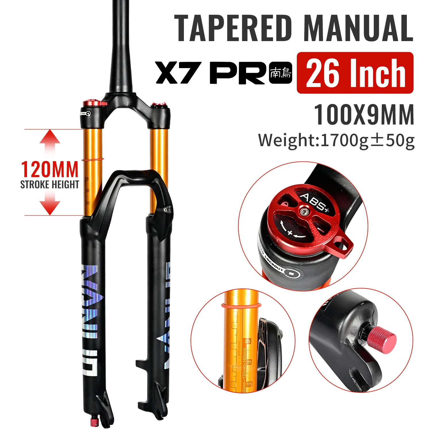 NanLio X7 PRO サスペンションフォーク 29インチ 120mm