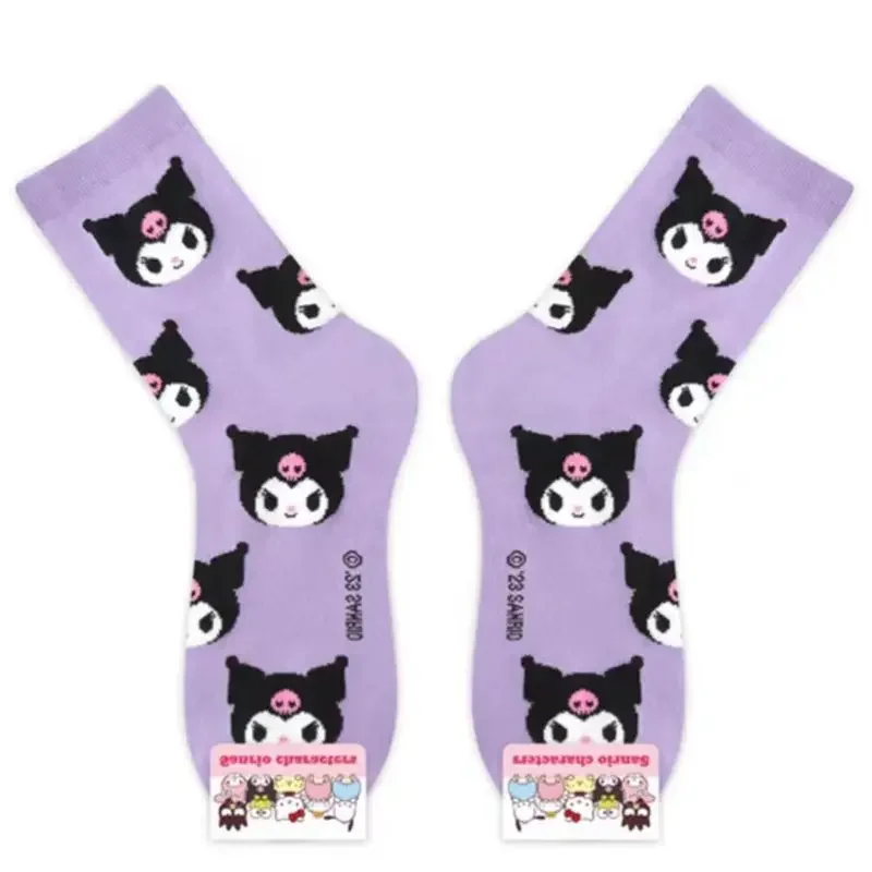 Calcetines de algodón de dibujos animados para niñas, kawaii Sanrio, Hellokitty, Kuromi, My Melody, Cinnamoroll, Pochacco, Gudetama, regalo de cumpleaños