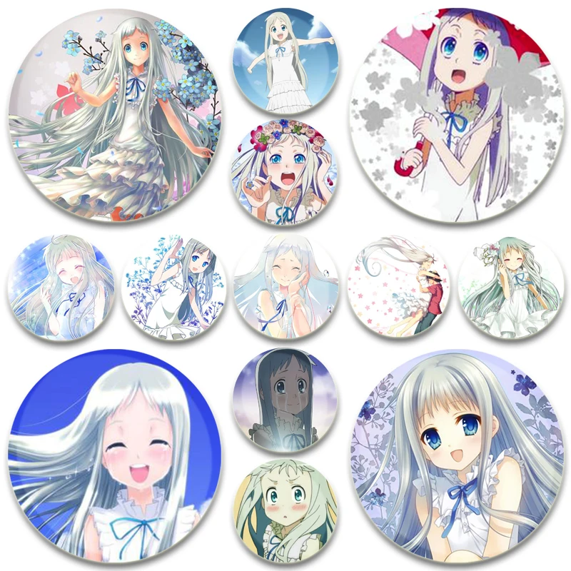 Anime AnoHana 32/44/58mm Simple Button Pins Cartoon Snap in Design Brooches Daily Stylish Ornament Badge Ideal Gifts for Friends