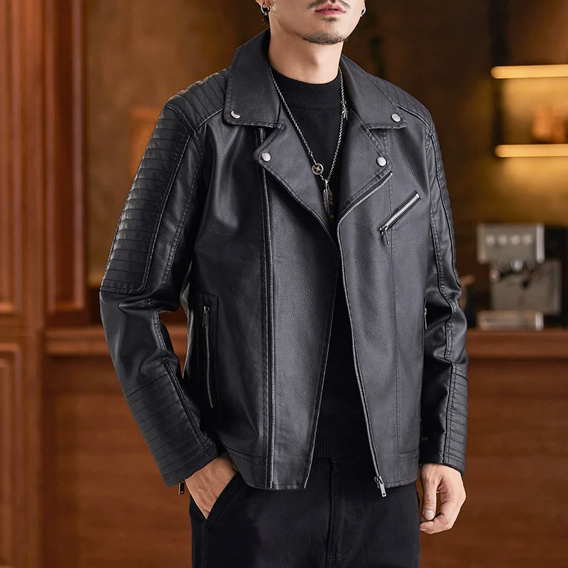 

Men's Leather Jacket British Fashion Men Leather Suit Jacket Men Slim Fit Short Coat Men's Motorcycle Leather Jacket Streetwear
