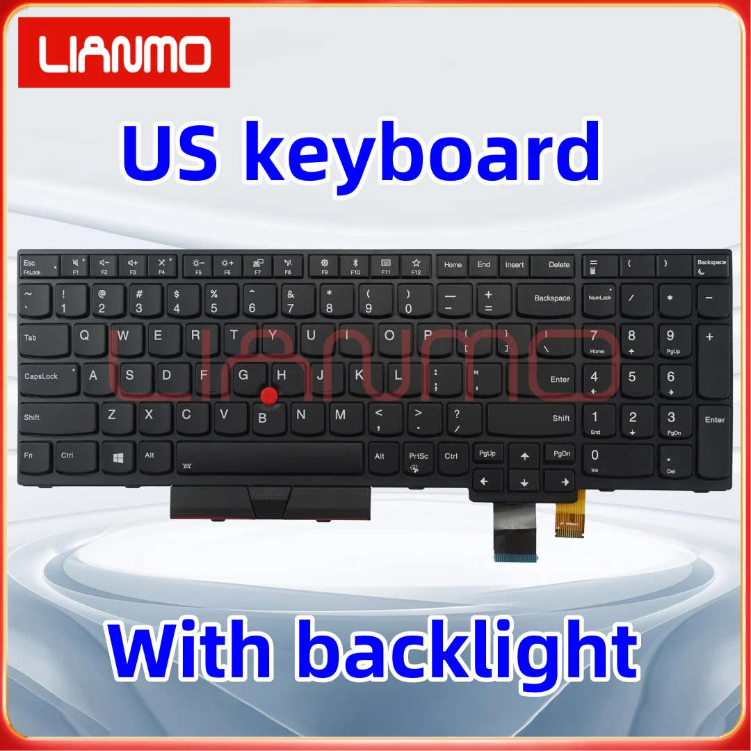 مناسبة لينوفو ثينك باد T570 T580 P51S P52S الولايات المتحدة المملكة المتحدة الألمانية الفرنسية البرازيل البرتغال اسبانيا لوحة مفاتيح الكمبيوتر المحمول مع الإضاءة الخلفية