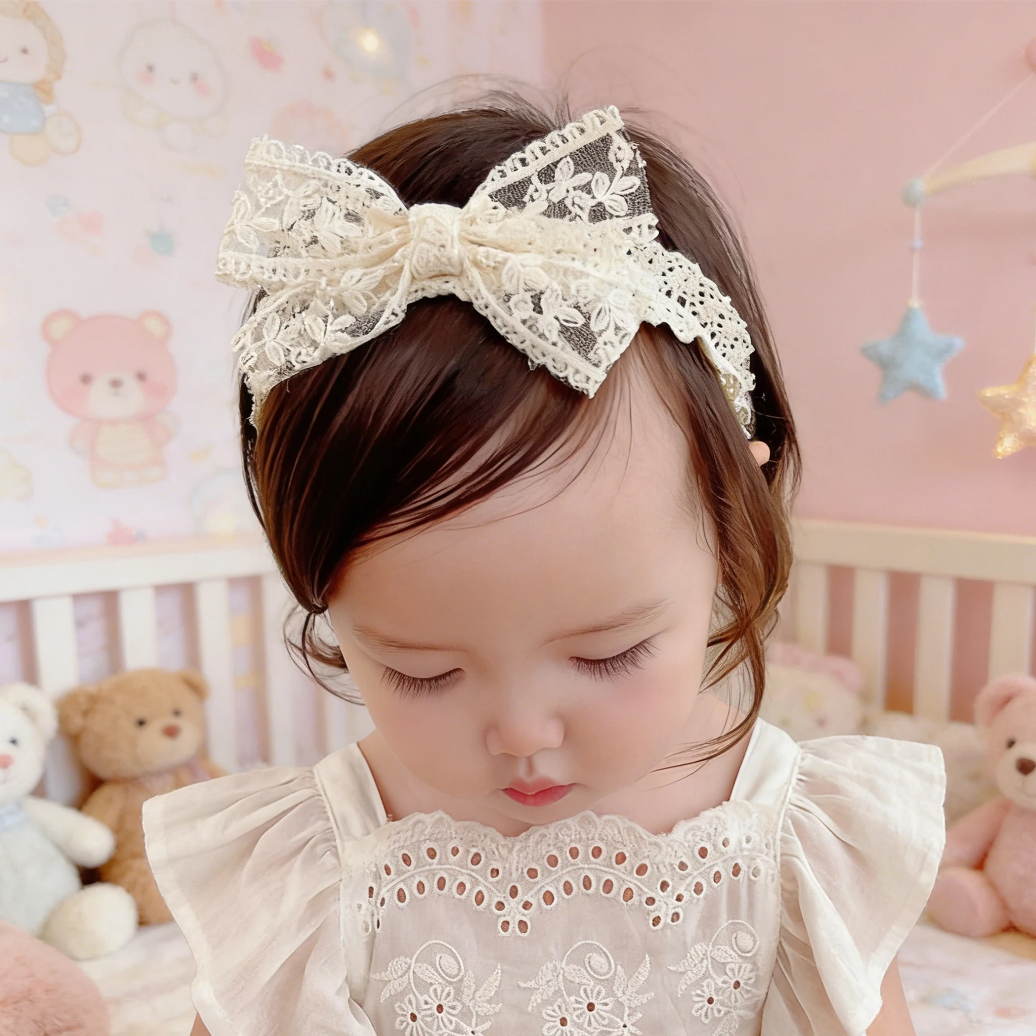 New White Lace Baby Hair bows girl Headband Newborn Elastic Hair Band for Baby Girl Cute Child kids' hair accessories and ties