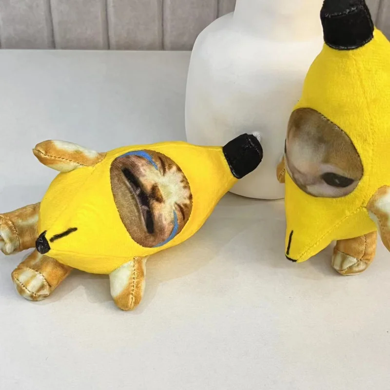 Cute Crying Banana Cat Plush Pingente, Boneca com som, Toy Keychain, Carro, Saco, Pingente engraçado, Chaveiro Presentes, Novo, 2023