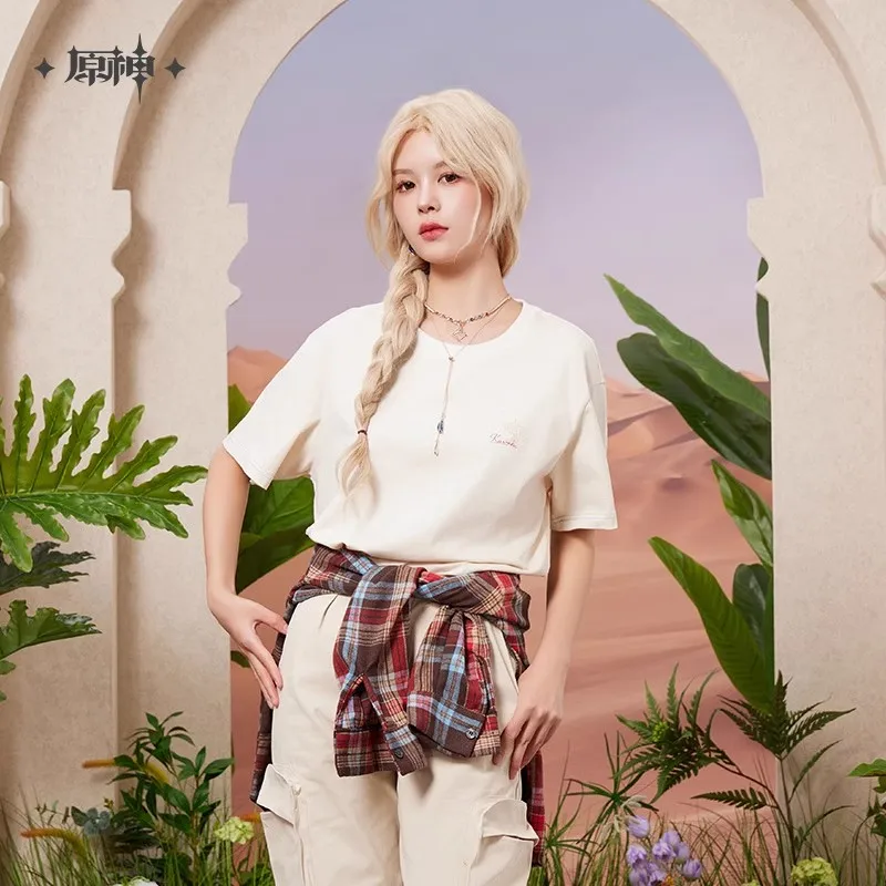 [정품] Kaveh 티셔츠 MiHoYo 공식 Genshin Impact Kaveh 테마 인상 시리즈 반팔 코스프레 Sumeru 생일 선물