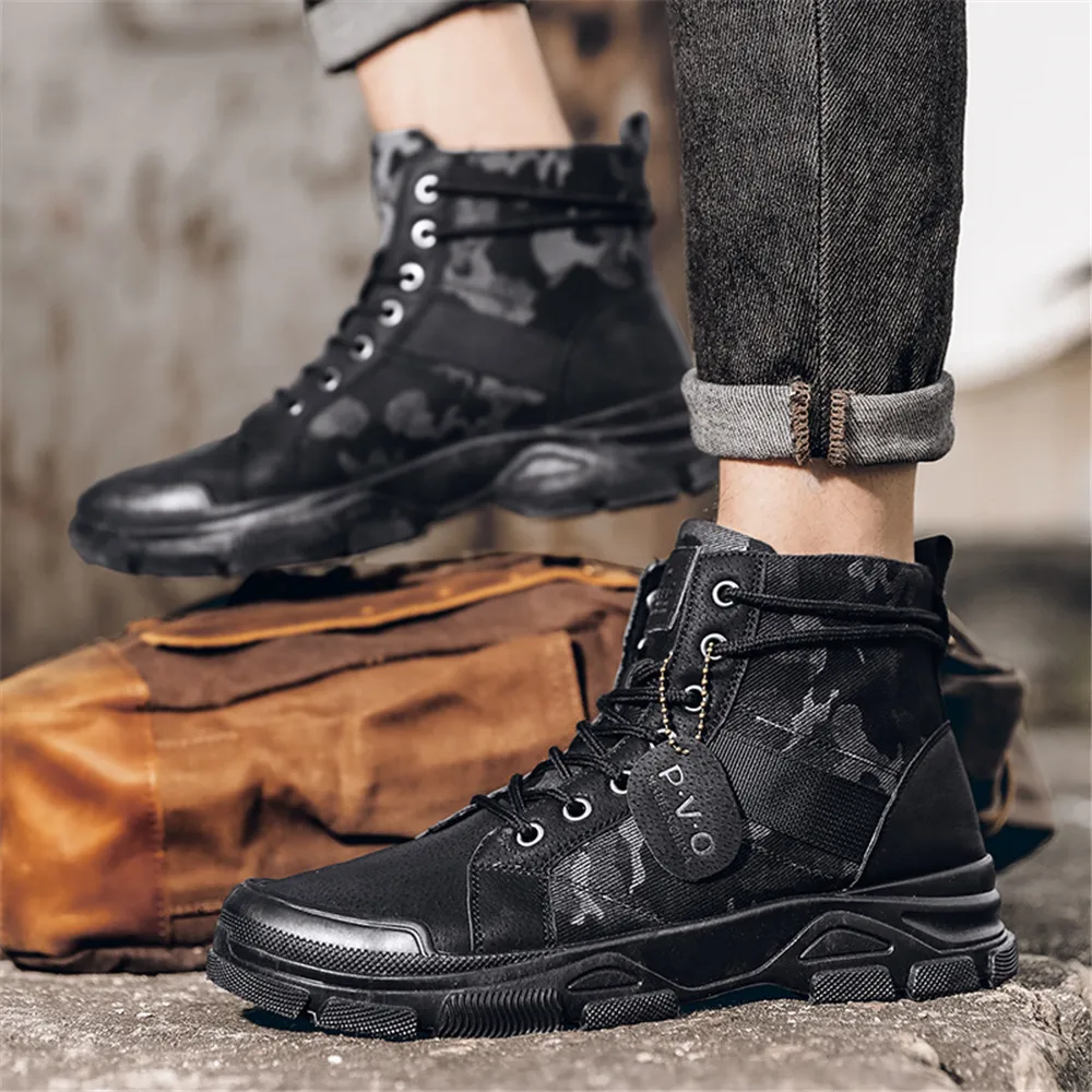 Retro Camouflage Men\'s Boots For Work Autumn Cheap Men Ankle Boots 2024 Outdoor High-top Safety Shoes Men Desert Boots botines