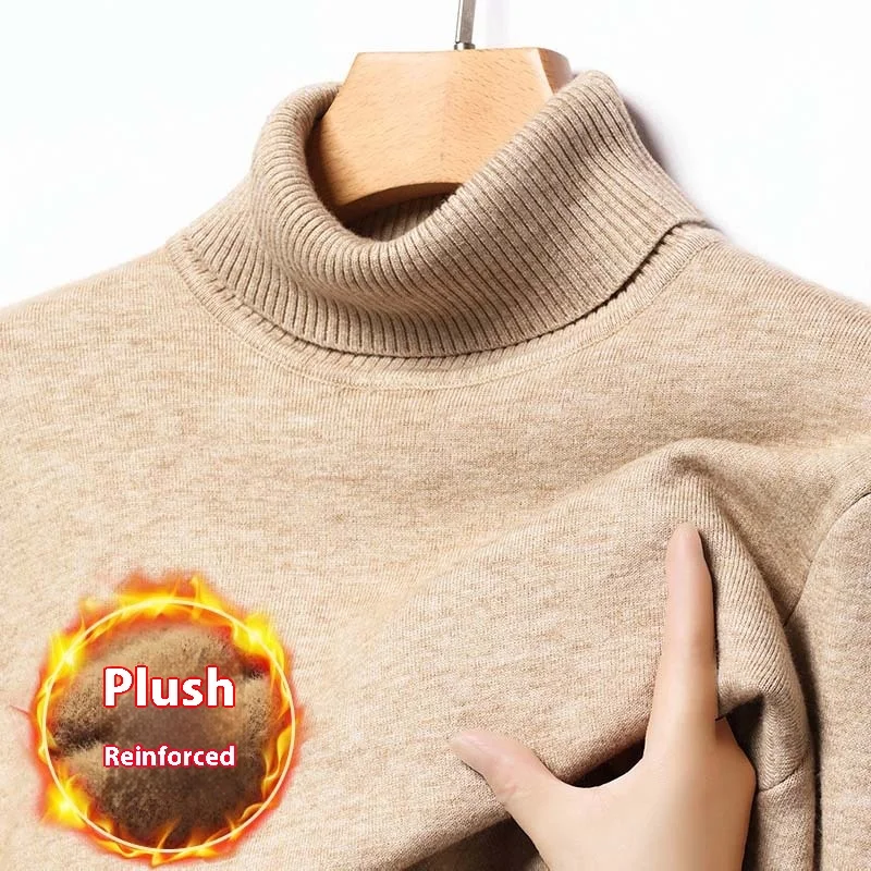 

Mens Velvet Sweater Thickened High Neck Knitwear Autumn Winter Casual Warm Base Layer Pullover Top Soft Comfortable Fashion