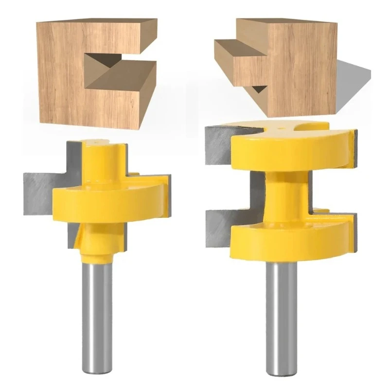 

Wood Carving T-Slot Square Tenon Milling Cutter Carving Knife Router Bit Woodworking Tool 2PC/Set 8MM Shank Milling Cutter