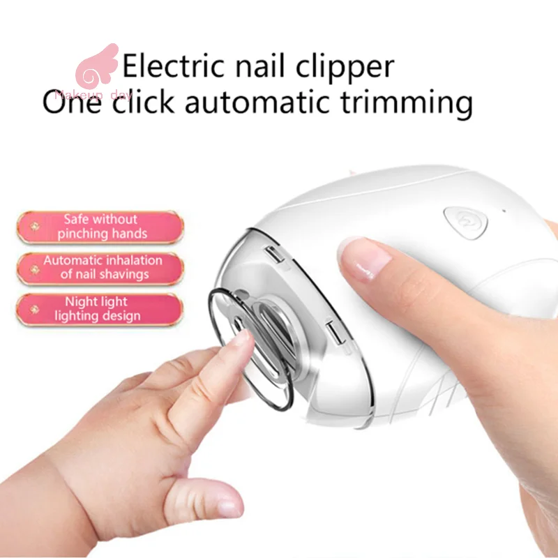 

Portable Baby Nail Trimmer Electric With Lamp Fingernail Cutter Polishing Nail Clippers Nail Filer With 3 Adjustable Speeds