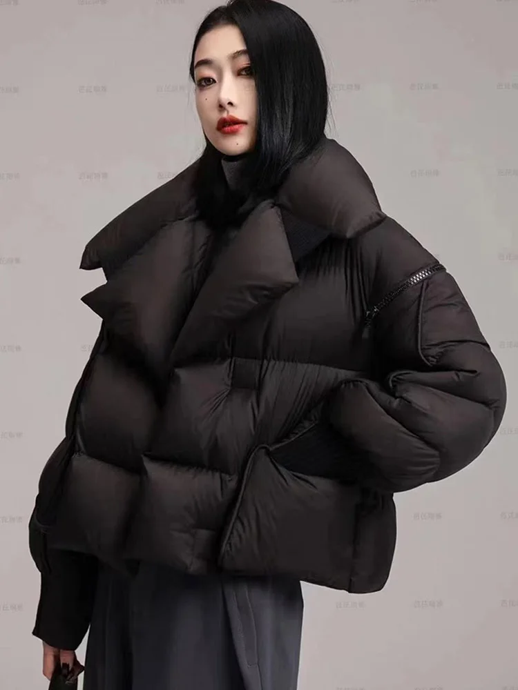 2025 chaqueta acolchada de invierno para mujer, abrigo corto 90% de plumón de pato blanco, ropa de calle femenina, Parkas cálidas, prendas de vestir con mangas extraíbles
