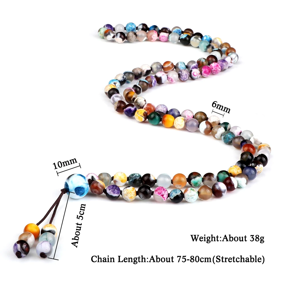 108 Japamala Beads Necklace Handmade 6mm Natural Stone Knotted Wrap Bracelet Fashion Women Men Necklaces Yoga Meditation Jewelry image 6