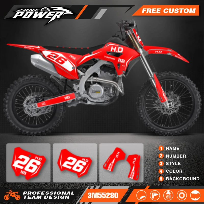 

Powerzone Motorcycle Graphic Decal Stickers Kits For Honda CRF250RX 2022-2024 CRF450RX 2021-2024 Number Name Customize 06