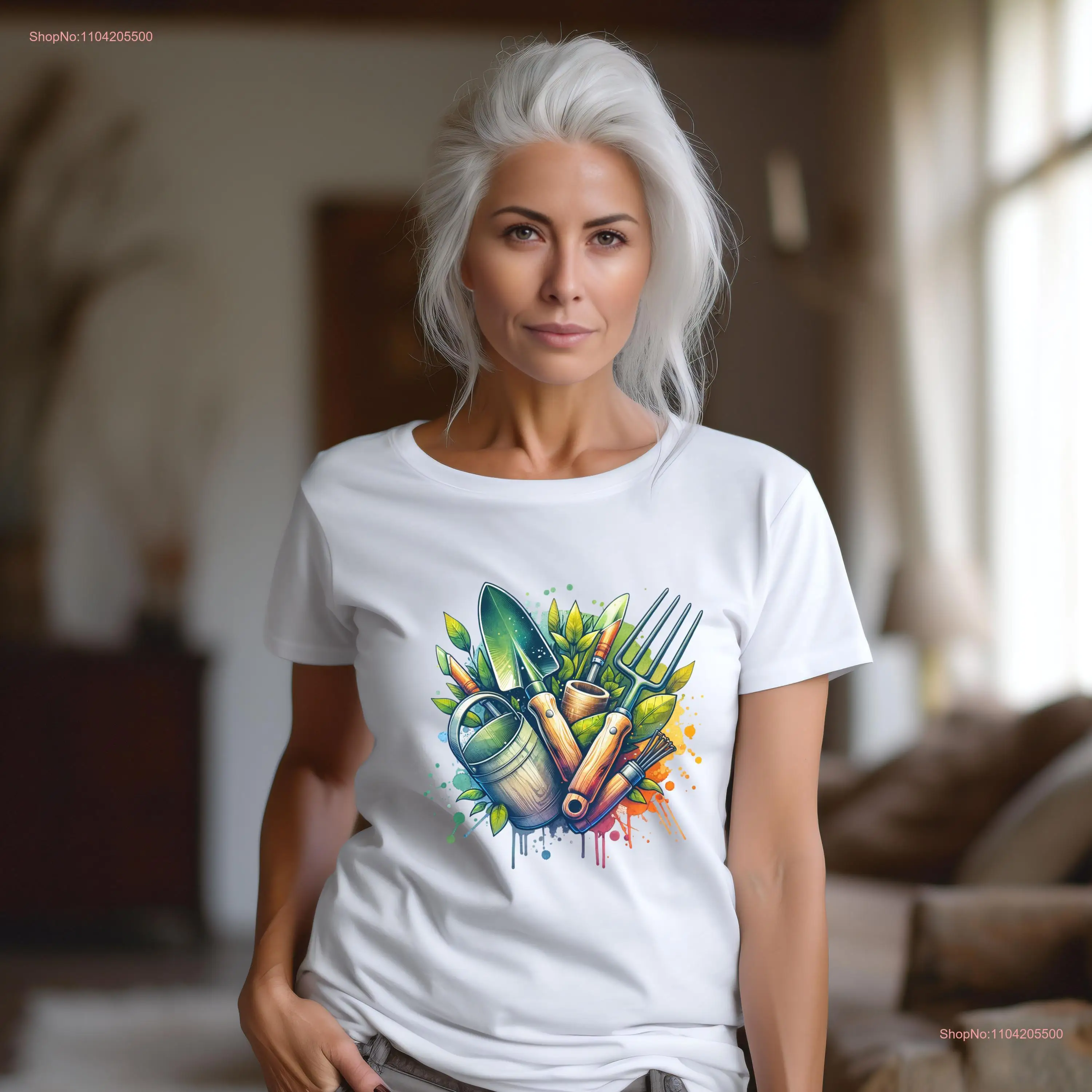 Tuinliefhebber T-shirt Lente Bloemen Tuingereedschap Hobby Top Kleurrijke Natuurliefhebber lange of korte mouwen