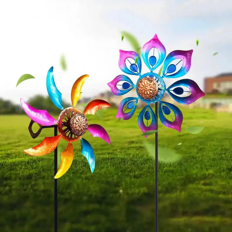 

New Unique Colorful Wind Spinner Metal Windmill Outdoor Wind Spinners 360 Swivel Large Lawn Pinwheel Decorative Outdoor Indoor