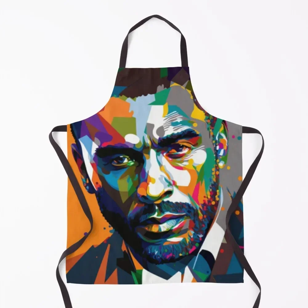 

Idris Elba Wpap Art (Original) Apron Things For The Kitchen For Man Haircut Beauty Camping Apron