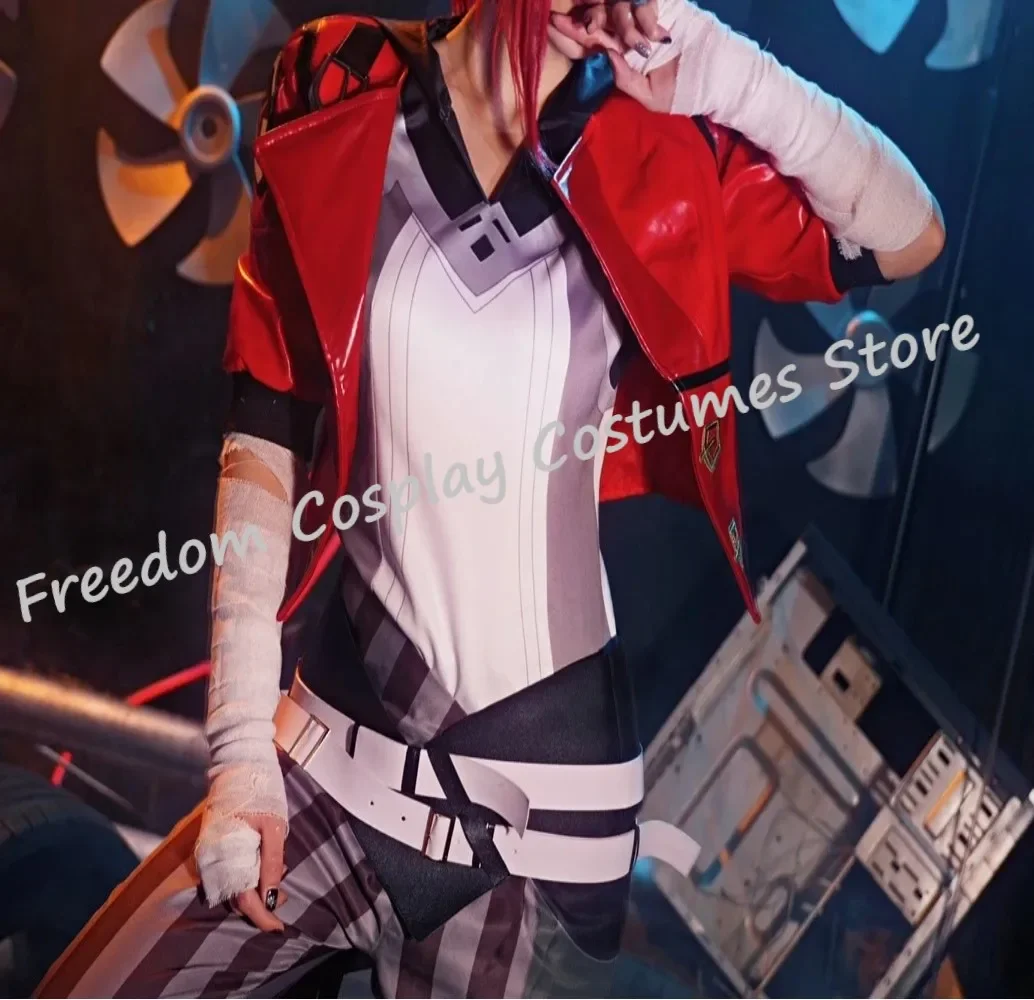 Vi Cosplay Game LOL Arcane Costume Piltover Enforcer Outfit Vi Uniform Red Wig Suit Halloween Carnival Role Play Costume
