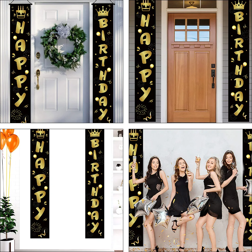 

Birthday Door Banner Home Front Decor Party Polyester Bright Color Words Props Set Birthday Celebration