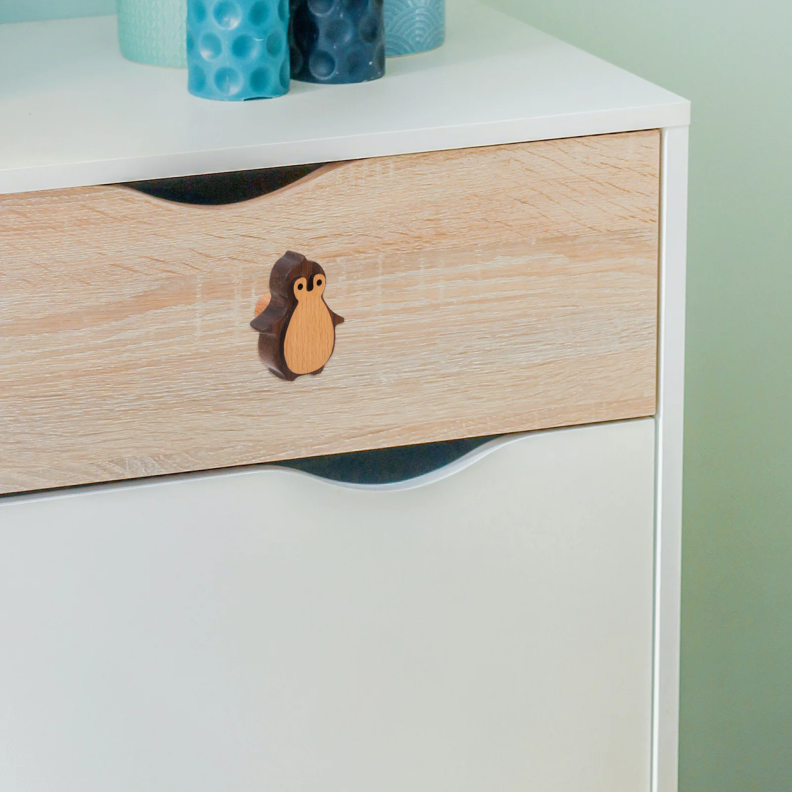 

Small Penguin Wood Drawer Pulls Adorable Animal Door H Furniture Knobs Nordic Children Room Bedroom Living Room Smooth Safe