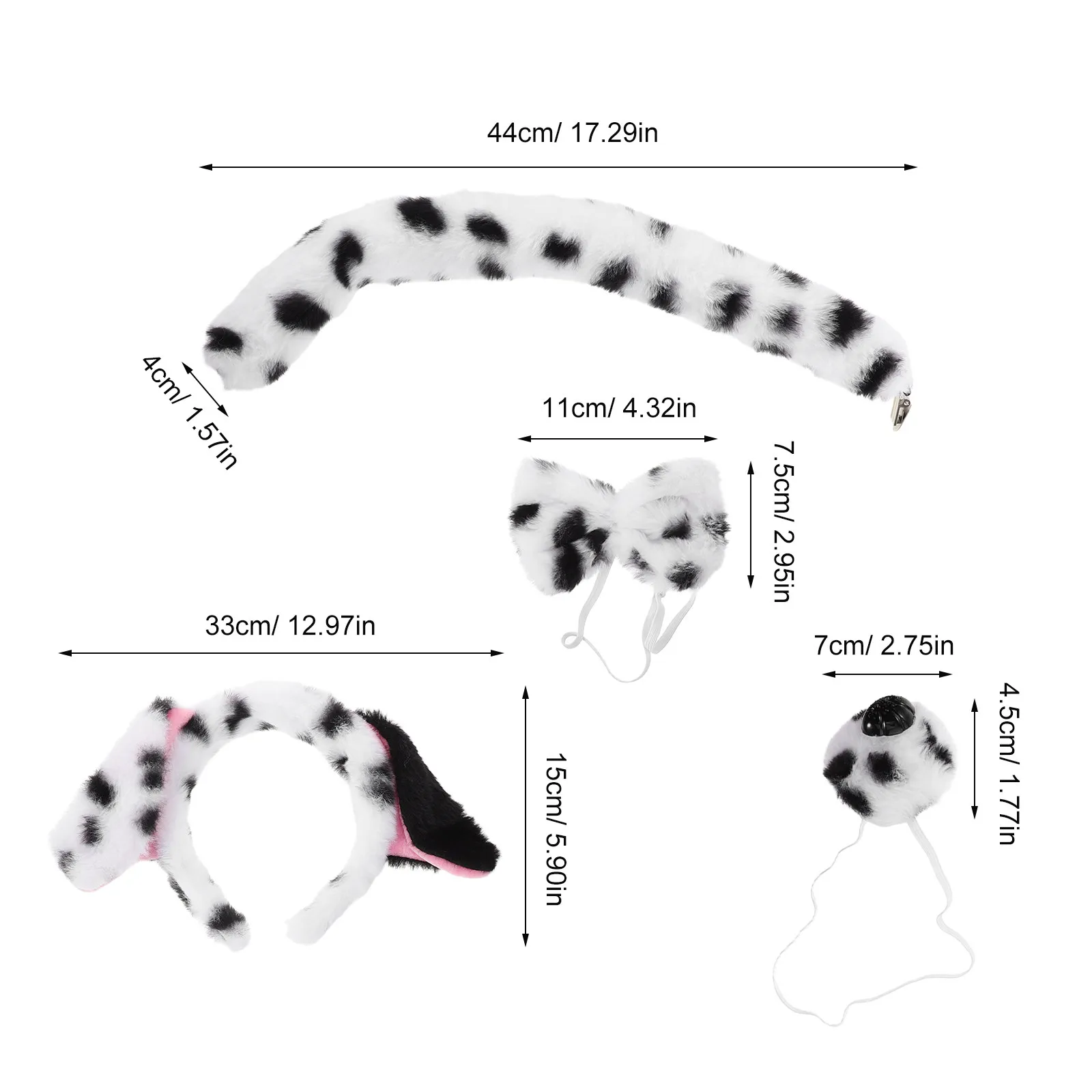 1 Set Dalmatische Kostuumset Realistische Puppy Hond Oren Hoofdband Staart Vlinderdas Neus Kinderen Halloween Carnaval Dierenaccessoires
