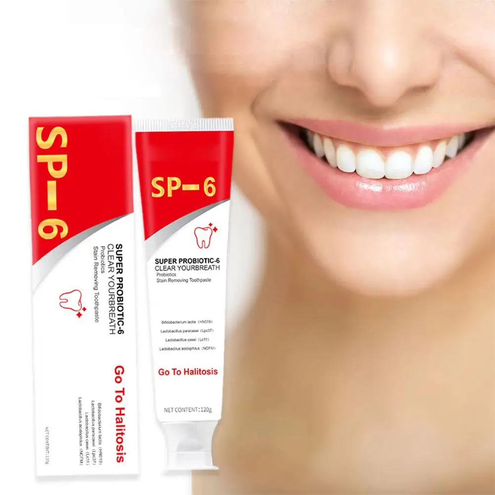 SP 6 dentifricio schiarente probiotico cura orale del respiro rinfrescante con dentifricio e probiotici sbiancamento dei denti 120g