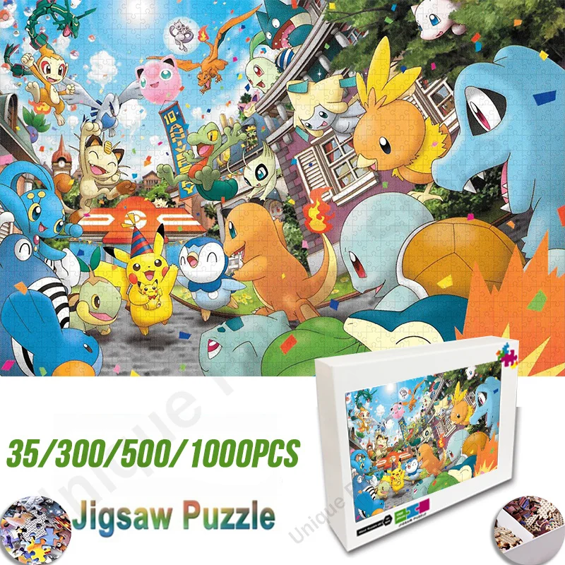 

35/300/500/1000 Pieces Pikachu Puzzle Jigsaw Wooden Puzzle Assembled Jigsaw Puzzle Educational Toys for Kids Birthday Gifts