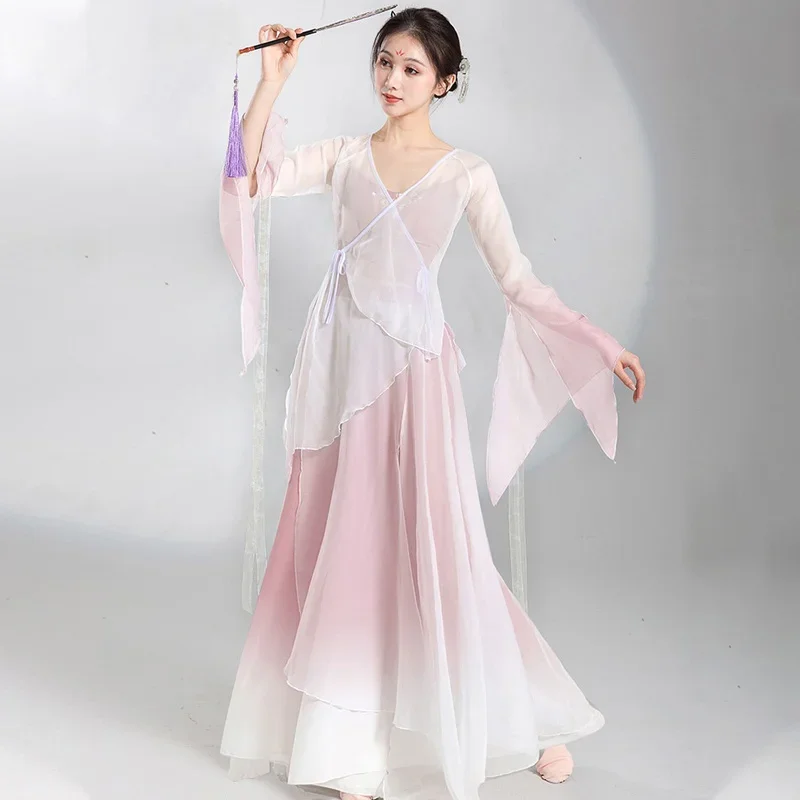 Classical dance clothes elegant immortal body charm gauze clothes Dance in China hanfu training clothes table performance