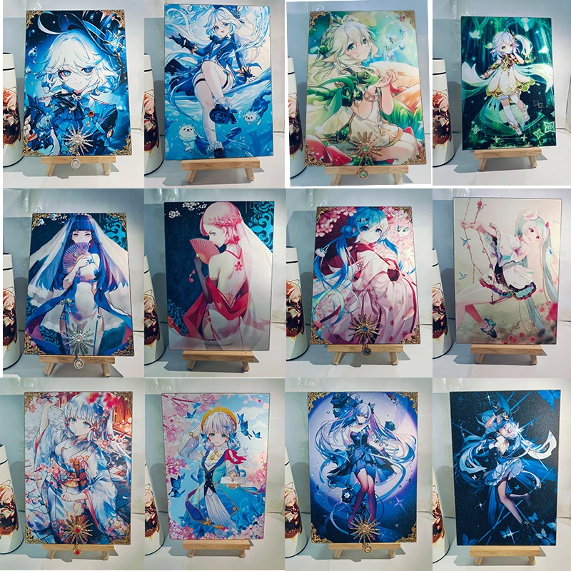 Anime Goddess Story A4 Series of Game Peripheral Collectible Cards Rem Ram Yae Miko Boa Hancock Ganyu Christmas Birthday Gift